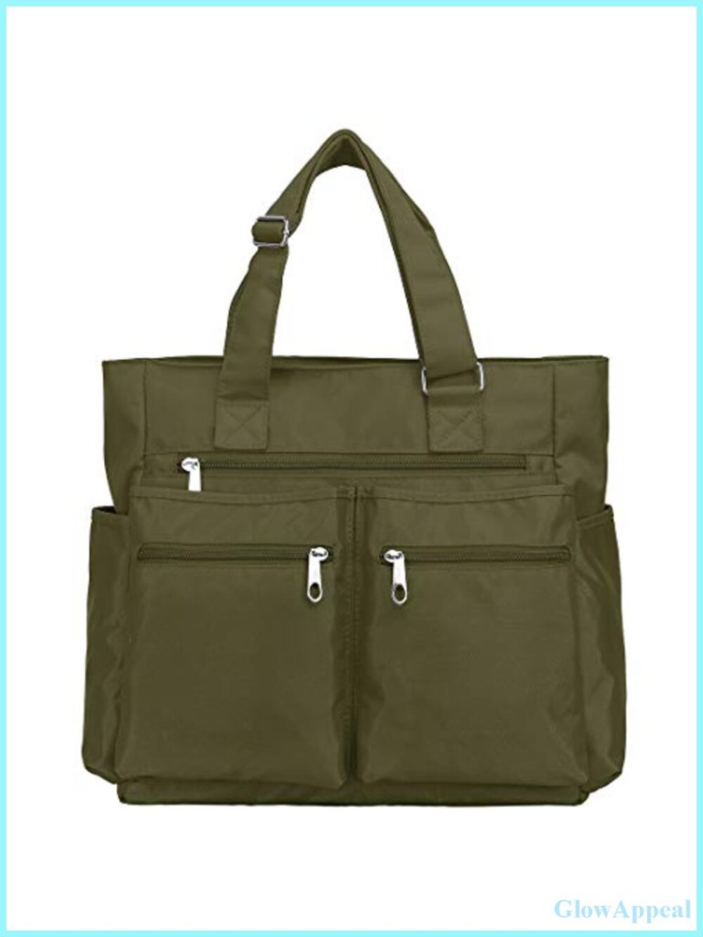 Waterproof Nylon Canvas Tote Bag Multi Pocket Laptop Work Teacher Shoulder